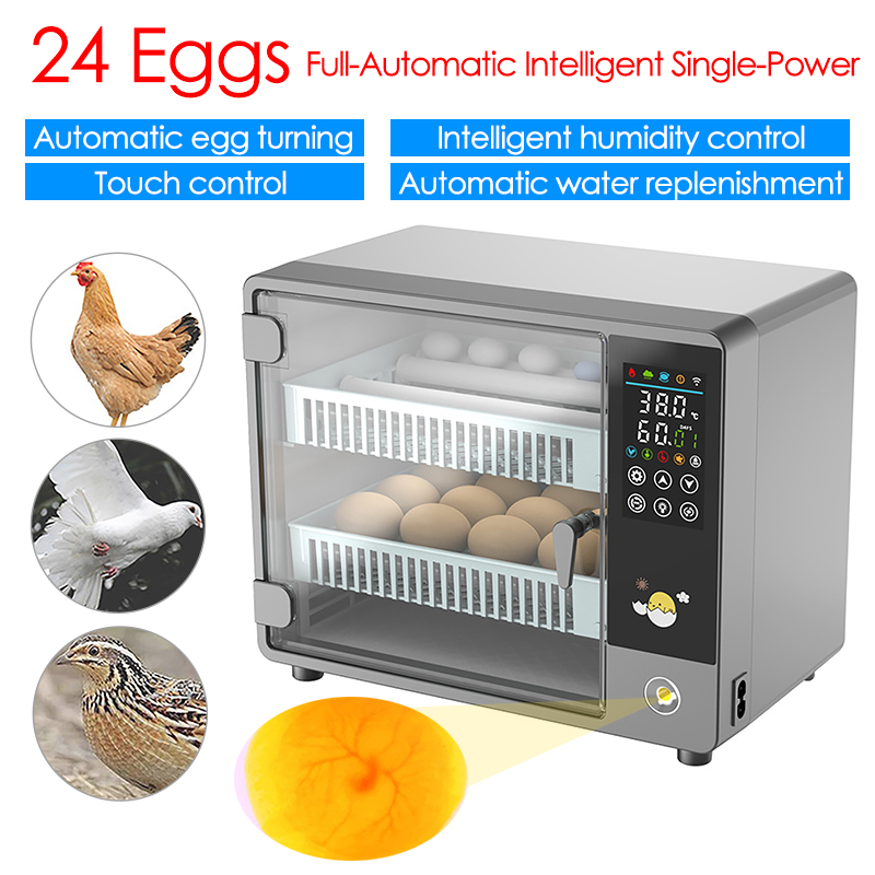 Quail Egg Incubator - 24 卵インキュベーター全自動タッチ温度制御ファーム孵化場機鶏アヒルウズラ鳥育雛卵インキュベーター