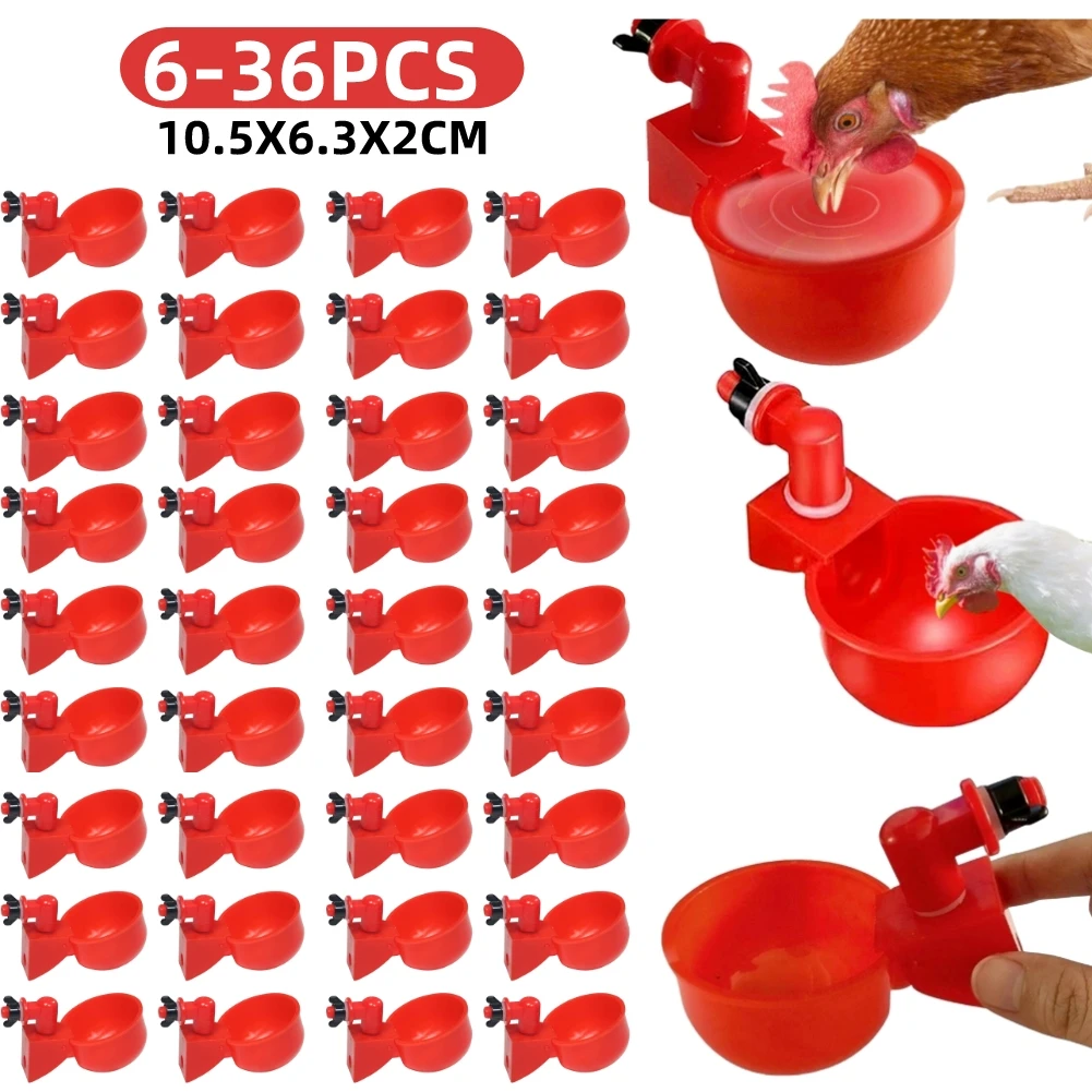 Chicken Nipple Drinker - 6-36 個鶏アヒル飲料カップ自動酒飲み鶏フィーダープラスチック養鶏場水飲料カップ簡単なインストール
