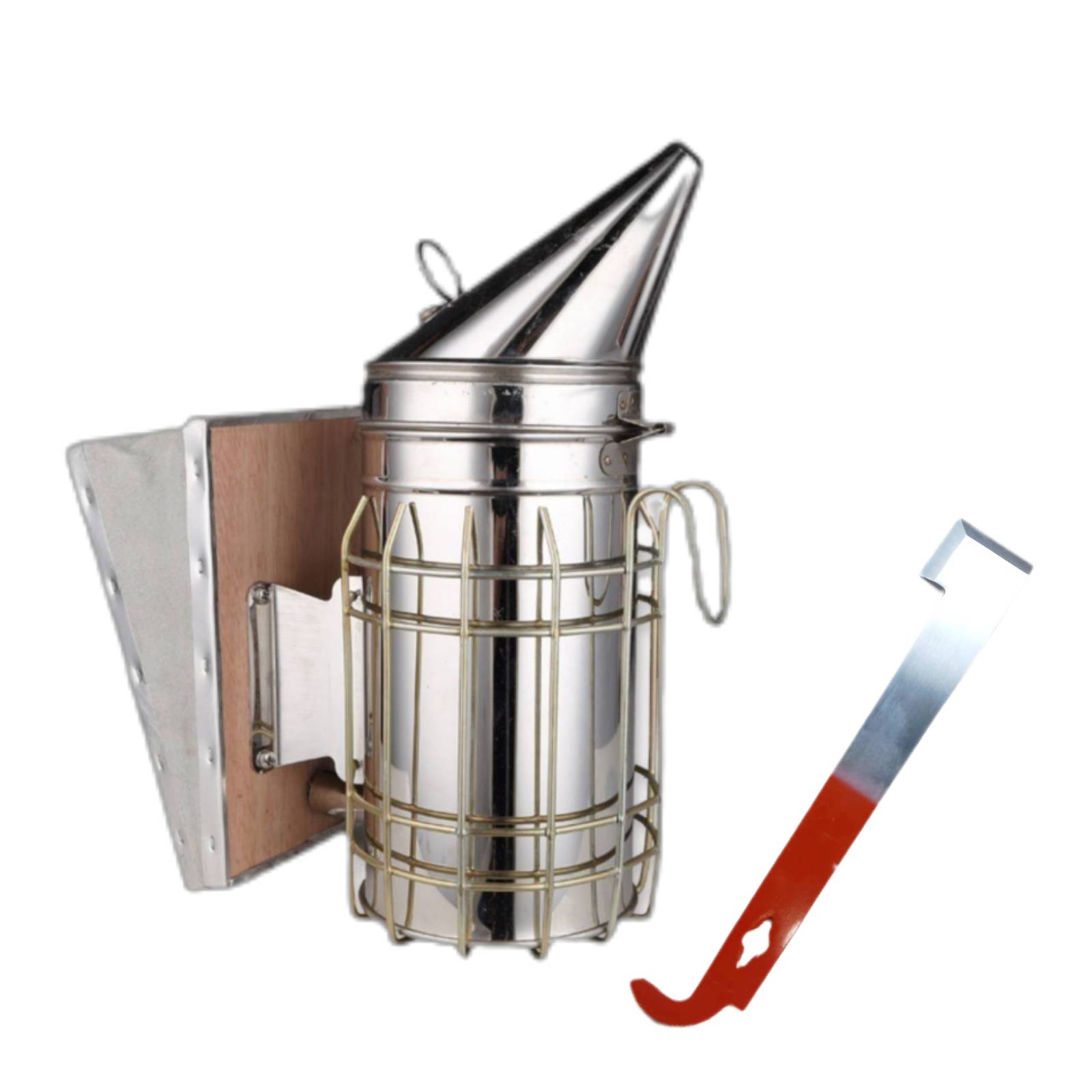 Bee Smoker Tool - 2-in-1 ステンレス製養蜂スモーカーセット 養蜂スターターキット Jフック ハイブツール 養蜂用品