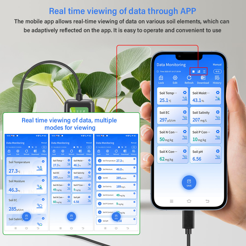 YAGO土壌センサー8 in 1 農業用pH EC水分NPK - Precision Farming Smart Agriculture のレビューと価格